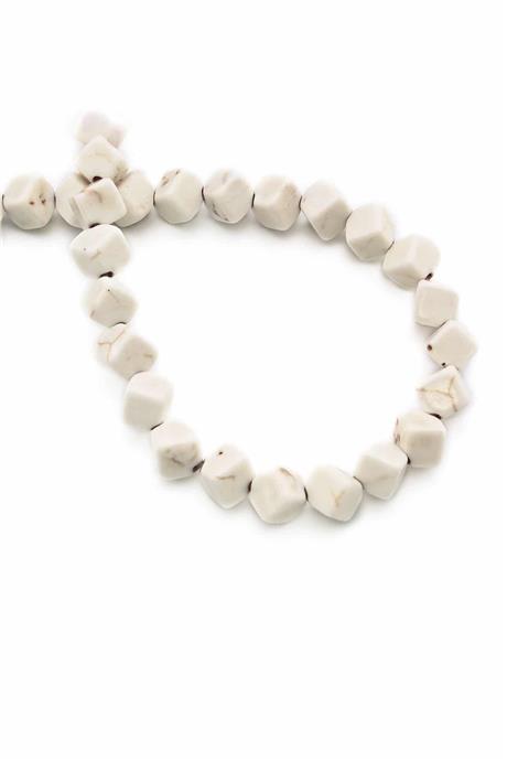 Sıkma Turkuaz Taşı Küp Kesim 6x6mm Beyaz Dizi