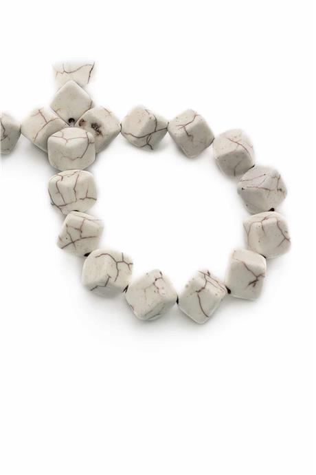 Turkuaz Sıkma Doğal Taş Parlak Beyaz Dörtgen Kesim 10x10mm Dizi [B+]