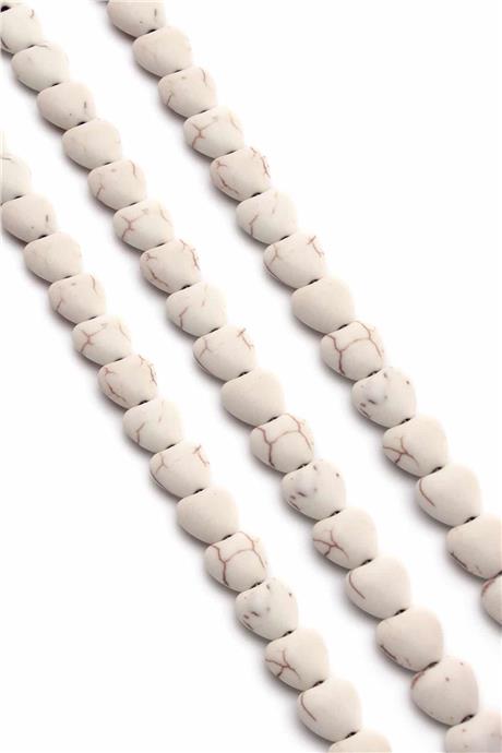 Turkuaz Sıkma Doğal Taş Parlak Beyaz Kalp Kesim 10x5mm Dizi [B+]