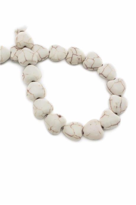 Turkuaz Taşı Kalp Kesim Parlak Beyaz 12x6mm Doğal Taş Dizi [B+]