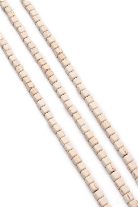 Turkuaz Taşı Küp Kesim Parlak Beyaz 4x4mm Doğal Taş Dizi [B+]