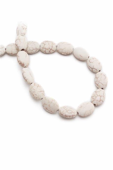 Sıkma Turkuaz Taşı Oval Kesim 10x13mm Beyaz Dizi