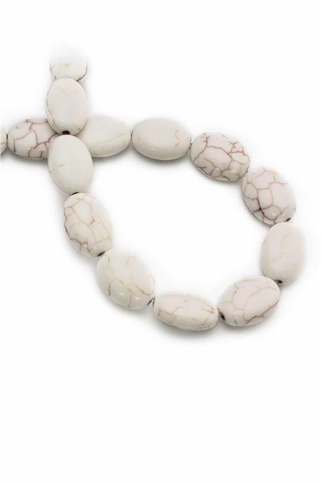 Sıkma Turkuaz Oval Kesim Beyaz 12x17mm Doğal Taş Dizi