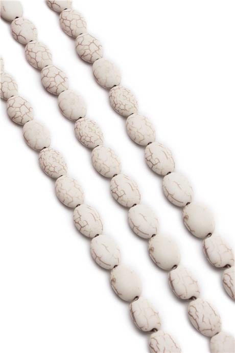Sıkma Turkuaz Taşı Oval Kesim 10x13mm Beyaz Dizi