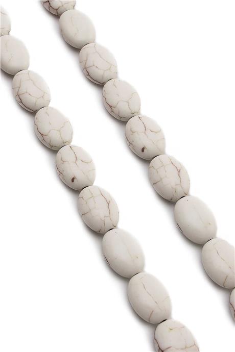 Sıkma Turkuaz Oval Kesim Beyaz 12x17mm Doğal Taş Dizi