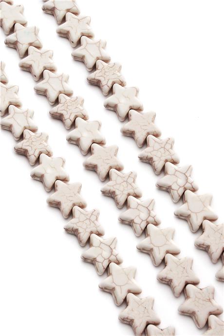 Sıkma Turkuaz Taşı Deniz Yıldızı 15x5mm Beyaz Dizi