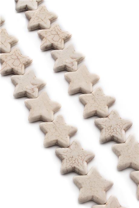 Sıkma Turkuaz Taşı Deniz Yıldızı 26x6mm Beyaz Dizi