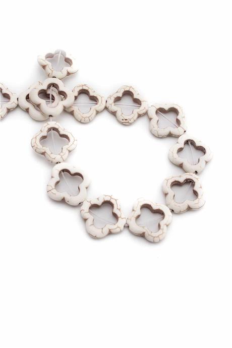 Sıkma Turkuaz Taşı Yonca Kesim Beyaz 19x4mm Doğal Taş Dizi