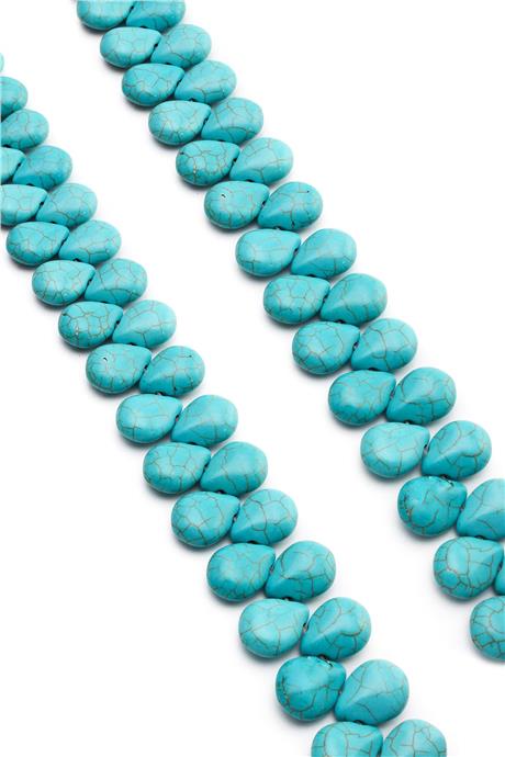 Sıkma Turkuaz Taşı Damla Kesim 10mm Doğal Taş Dizi