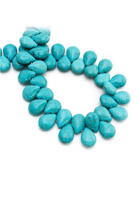 Sıkma Turkuaz Taşı Damla Kesim 10mm Doğal Taş Dizi