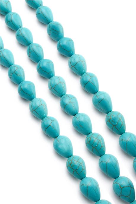 Sıkma Turkuaz Taşı Sıkma Damla 12x16mm Mavi Dizi