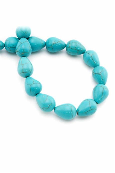 Sıkma Turkuaz Taşı Sıkma Damla 12x16mm Mavi Dizi