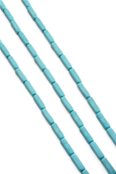 Turkuaz Taşı Dikdörtgen Kesim Parlak Mavi 4x13mm Doğal Taş Dizi [B+]