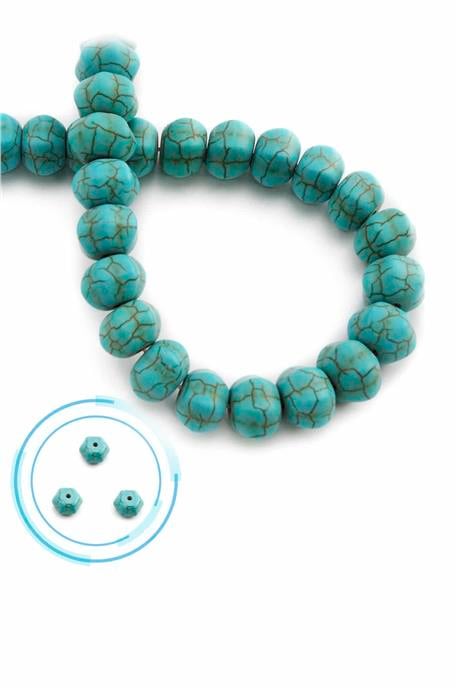 Sıkma Turkuaz Taşı Sıkma Dore 6x10mm Mavi Dizi