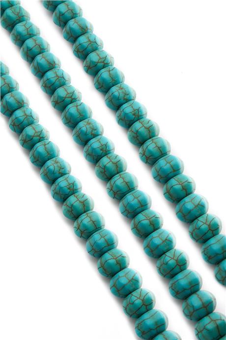 Sıkma Turkuaz Taşı Sıkma Dore 6x10mm Mavi Dizi