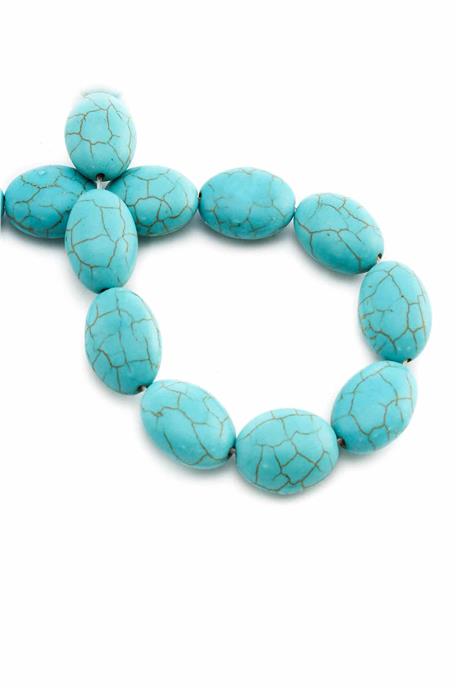 Sıkma Turkuaz Taşı Badem Kesim 10mm Mavi Dizi