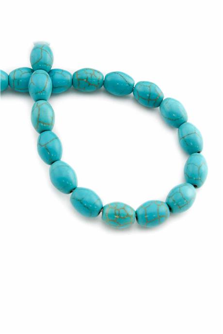 Sıkma Turkuaz Taşı Elips Kesim 8mm Mavi Dizi