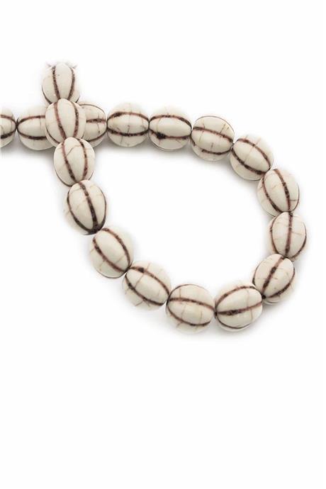 Sıkma Turkuaz Taşı Kabak Kesim 10mm Beyaz Dizi