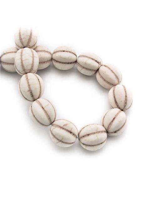 Sıkma Turkuaz Kabak Kesim Beyaz 14mm Doğal Taş Dizi