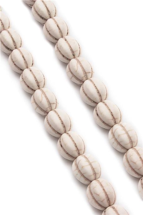 Sıkma Turkuaz Kabak Kesim Beyaz 14mm Doğal Taş Dizi