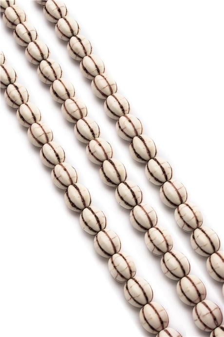 Sıkma Turkuaz Taşı Kabak Kesim 10mm Beyaz Dizi