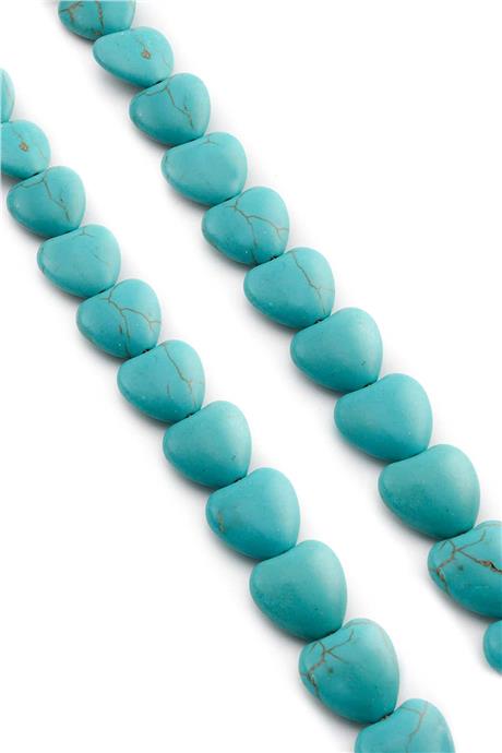 Sıkma Turkuaz Taşı Kalp Kesim 18mm Mavi Dizi