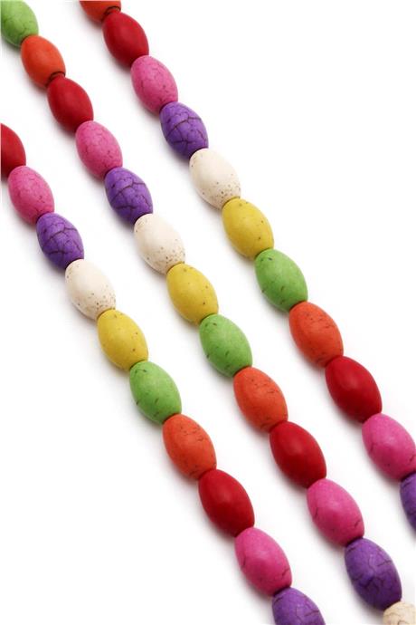 Sıkma Turkuaz Taşı Arpa Kesim 8x12mm Karışık Dizi