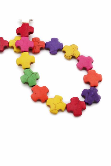 Sıkma Turkuaz Taşı Artı Kesim 15x15mm Karışık Dizi