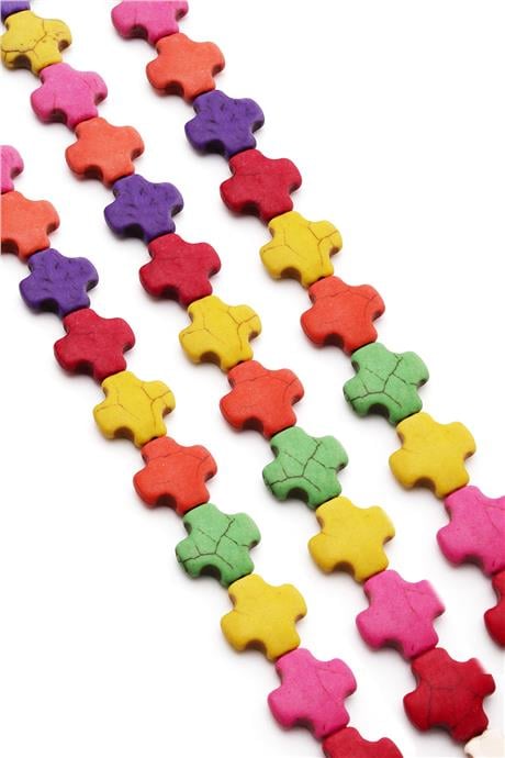 Sıkma Turkuaz Taşı Artı Kesim 15x15mm Karışık Dizi