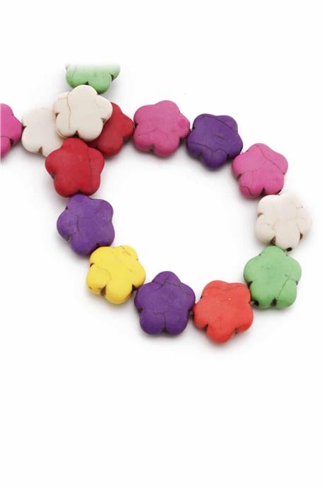 Sıkma Turkuaz Çiçek Kesim Karışık 15x5mm Doğal Taş Dizi