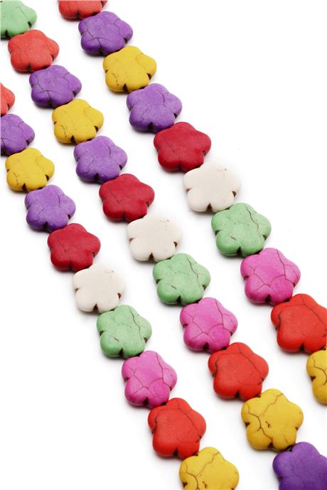 Sıkma Turkuaz Çiçek Kesim Karışık 15x5mm Doğal Taş Dizi