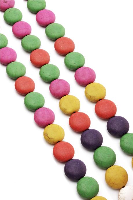 Turkuaz Taşı Daire Kesim Parlak Karışık 14x6mm Doğal Taş Dizi [B+]