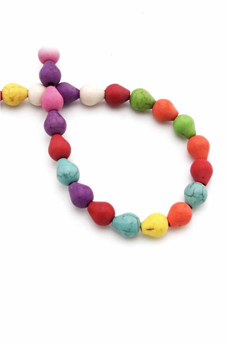 Turkuaz Taşı Damla Kesim Parlak Karışık 8x9mm Doğal Taş Dizi [B+]