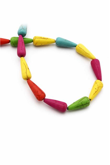 Turkuaz Taşı Damla Kesim Parlak Karışık 6x16mm Doğal Taş Dizi [B+]