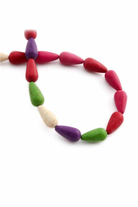 Turkuaz Taşı Damla Kesim Parlak Karışık 7x14mm Doğal Taş Dizi [B+]