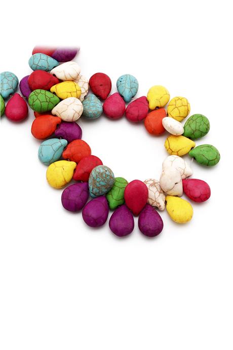 Turkuaz Sıkma Doğal Taş Parlak Karışık Damla Kesim 15x6mm Dizi [B+]