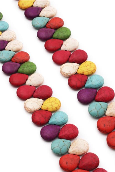 Turkuaz Taşı Damla Kesim Parlak Karışık 14x10mm Doğal Taş Dizi [B+]