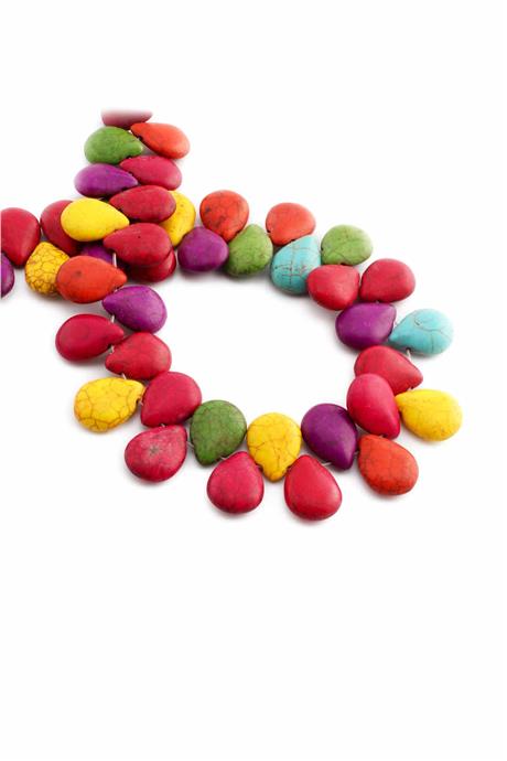 Turkuaz Sıkma Karışık Damla Kesim 20x14mm Dizi