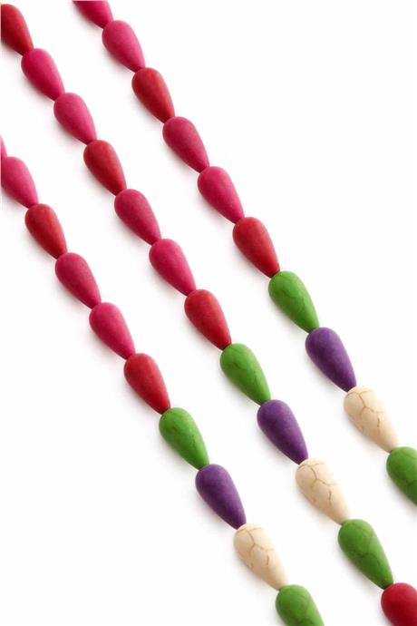 Turkuaz Taşı Damla Kesim Parlak Karışık 7x14mm Doğal Taş Dizi [B+]