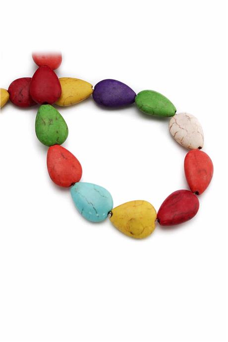 Sıkma Turkuaz Damla Kesim Karışık 13x17mm Doğal Taş Dizi