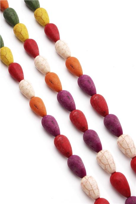 Sıkma Turkuaz Taşı Damla Kesim 9x16mm Karışık Dizi