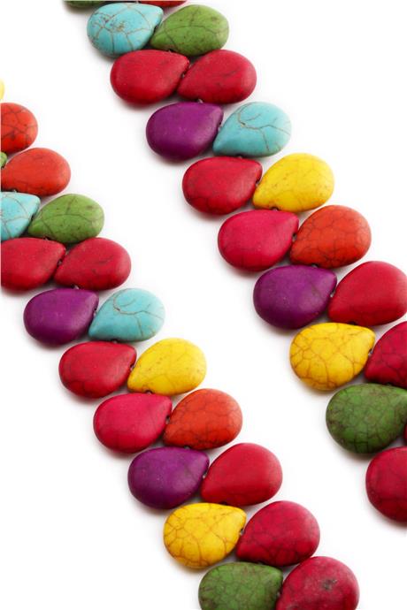 Turkuaz Sıkma Karışık Damla Kesim 20x14mm Dizi