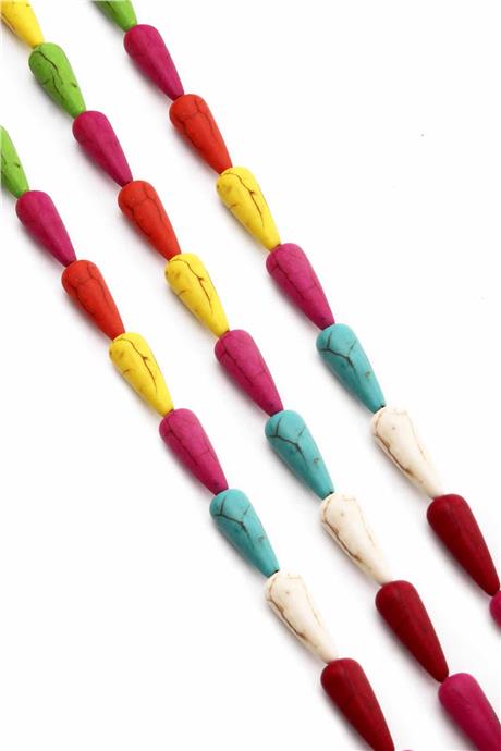 Turkuaz Taşı Damla Kesim Parlak Karışık 6x16mm Doğal Taş Dizi [B+]