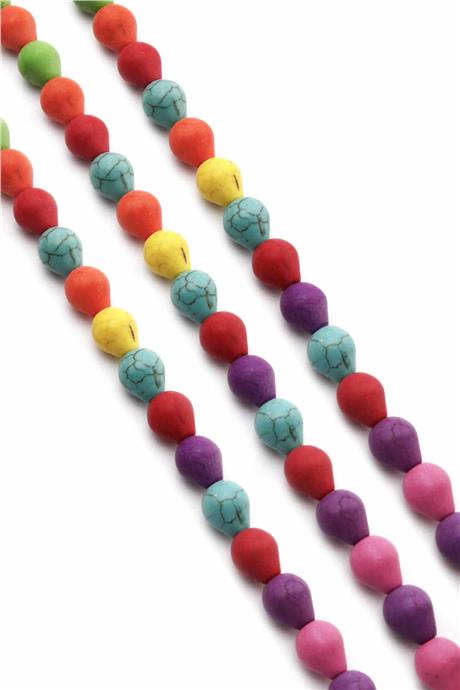 Turkuaz Taşı Damla Kesim Parlak Karışık 8x9mm Doğal Taş Dizi [B+]