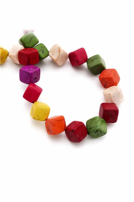 Turkuaz Taşı Dörtgen Kesim Parlak Karışık 10x10mm Doğal Taş Dizi [B+]