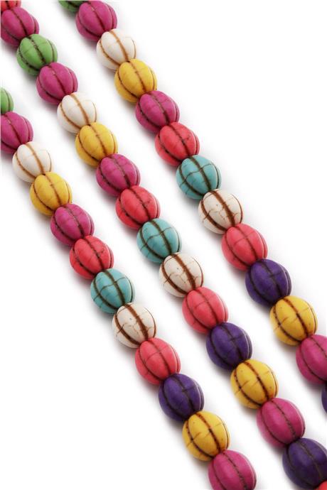 Turkuaz Taşı Kabak Kesim Parlak Karışık 10mm Doğal Taş Dizi [B+]