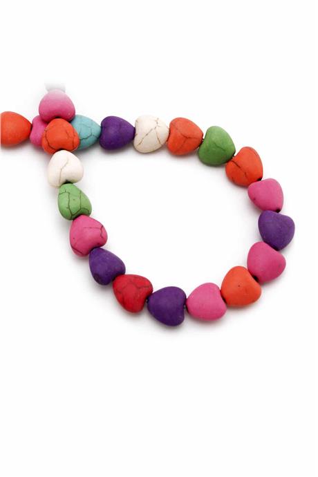 Sıkma Turkuaz Kalp Kesim Karışık 10x5mm Doğal Taş Dizi