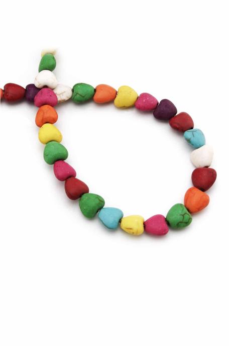 Turkuaz Sıkma Doğal Taş Parlak Karışık Kalp Kesim 8x4mm Dizi [B+]