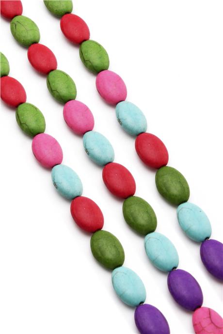 Sıkma Turkuaz Oval Kesim Karışık 10x14mm Doğal Taş Dizi