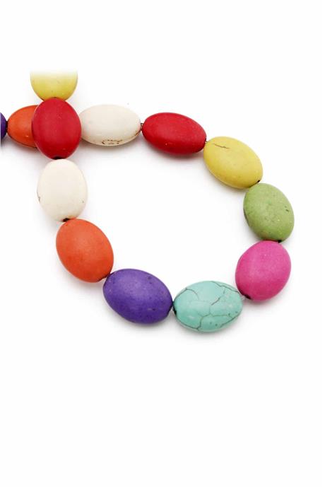 Sıkma Turkuaz Oval Kesim Karışık 13x17mm Doğal Taş Dizi